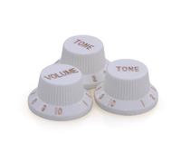 MUSIKLAN Ultra Universal Fitting Strat Tone Volume Control Knobs for Fender Strat ST Style Electric Guitar, Parchment (Set of 2T1V)