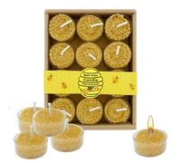 Musiook 12 PCS Beeswax Candles UK, Wax Roll Shape Beeswax Tealights Candles, Pure Bees Wax Candle UK, Tea Lights Candle with Cotton Wick for Relaxation, Handmade, Non-Toxic, Eco-Friendly