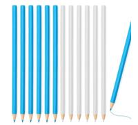 Musiook 12Pcs Chalk Pencil, Tailors Chalk Pencil, Clothing Chalks, Chalks for Marking Fabric, Water Soluble Sewing Pen for Sewing Quilting Dressmaking(White+Blue)