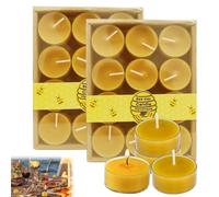 Musiook 24 PCS Handmade Beeswax Candles, Beeswax Candle, Tea Lights Candles with Cotton Wick - Natural Candle Wax, Non-Toxic & Eco-Friendly, Long-Lasting Burn for Home, Aromatherapy, and Events