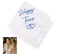 Musiook 2pcs Elegant Wedding Handkerchief, Something Blue for The Bride, Happy Tears Tissues Wedding Keepsake, Happy Tears Handkerchief, Bridal Tissues Gift for Bride & Parent