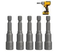 Musiook 5PCS 8mm Hex Bit Nut Driver Set, Magnetic Hex Socket Set with 1/4" Quick Change Shank, 65mm Impact Driver Socket Sets for Auto Repair, Machine Maintenance, Watch Charger Magnetic Replacement