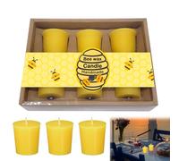 Musiook 6 PCS Beeswax Tealights Candles, Column Beeswax Candles UK, Pure Bees Wax Candle UK, Tea Lights Candle with Cotton Wick for Relaxation, Handmade, Non-Toxic, Eco-Friendly, Allergen Safe