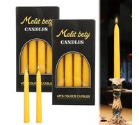 Musiook 8 PCS Beeswax Candles, 22cm Taper Dinner Candles, Beeswax Candle Set, Long-Burning Orange Candle for Air-Purifying, Rustic Table Decor & Holiday Events, Dripless & Smokeless