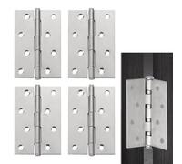 Musiook Internal Door Hinges 4 Inch, 4 PCS 8 Hole Door Hinge, Stainless Steel Hinges for Wood, Heavy Duty Butt Hinge, Ideal for Doors, Windows, Closets, and Furniture, Silver