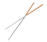 MUSISALY 1 Pair Stainless Steel Cooking Chopsticks with Wooden Handle, Long Heat-Resistant Kitchen Chopsticks for Frying, Hot Pot and Noodle Serving, Non-Slip Household Chop Sticks