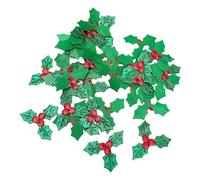 MUSISALY 100pcs Christmas DIY Cloth Leaf Ornaments Gold Silver Fabric Leaves 5.2cm Green Party Decoration Window Accessory for Holiday Crafts
