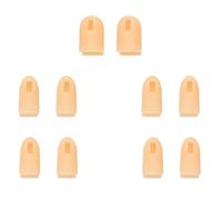 MUSISALY 10pcs Beige Manicure Finger Covers Made of Stretchable Abs Material, Reusable Nail Art Finger Protectors for Practice and Training, for Nail Art Beginners