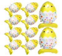 MUSISALY 10pcs Easter Party Balloon Decorations Set Featuring Yellow Chick and Egg Designs Made of Sturdy Aluminum Foil for Holiday Parties and Home Decorations