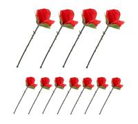 MUSISALY 10pcs Folding Rose Foldable Magician Flower Props for Stage Bar Street Illusion Tricks Easy Use Versatile Performance Accessory
