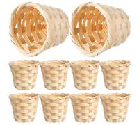 MUSISALY 10Pcs Handmade Large Bamboo Woven Storage Baskets Set, Mini Desktop Fruit and Artificial Flower Holder, Portable Natural Home Decor Organizer for Kitchen and Dining