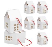 MUSISALY 10pcs House Shaped Paper Candy Boxes with Handle Multi-function Paper Gift Boxes for Holiday and Festival Decoration Elegant White Baking Dessert