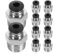MUSISALY 10pcs Quick Connect Fittings for Air Hoses and Pneumatic Tools, Silver Push-to-Connect Hose Fittings with Brass and Rubber Material, 4mm Hole Inner Diameter, for Industrial Fields