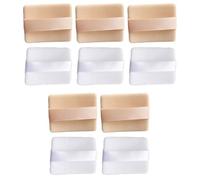MUSISALY 10pcs Rectangular Dual-Sided Velour Powder Puff Set, High-Density Makeup Sponge for Loose and Pressed Powder, 65x45x4.5mm Skin Tone White, Cosmetic Facial Applicator with Strap for