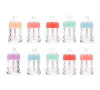 MUSISALY 10Pcs Refillable Lip Gloss Bottles with Brush Head Creative Feeder Bottle Shape Tightly Sealed Lids for DIY Liquid Lipstick Lip Glaze Containers Portable Travel Cosmetic Tubes