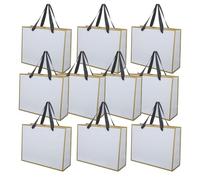 MUSISALY 10pcs White Paper Gift Bags with Handles, Medium Size 11x8.7 Inch, Enhanced Load-bearing Design and Collapse Prevention, for Weddings and Business Events Packaging