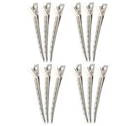 MUSISALY 12pcs Stainless Steel Hairdressing Clips for Salon Use, Durable Barber Sectioning Clips with Rounded Tips, Rust-Resistant Hair Styling Tools for Precise Cutting and Styling