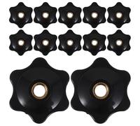 MUSISALY 12pcs Star-shaped Knob with Through Black Hex Nut Threaded Hand Tightening Clamping Handles for Machinery Tools and Industrial Equipment Copper Core Design