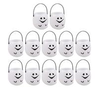 MUSISALY 12Pcs White Ghost Candy Buckets Halloween Trick or Treat Containers Plastic Candy Pails for Party Decorations and Treats Storage