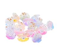 MUSISALY 16Pcs Glow in Dark Miniature Shells with Pearl, Gradient Color Resin Tiny Shell Charms for DIY Crafts, Phone Case Decoration, and Jewelry Making in Mixed Colors
