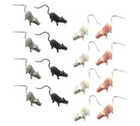 MUSISALY 16pcs Realistic Tiny Mouse Models Plastic Mouse Figurines for Prank Party and Garden Decor Miniature Fake Rats in Black White Grey and Pink and Halloween Decorations