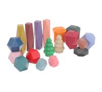 MUSISALY 18Pcs Stone Building Blocks Educational Stacking for Smooth Edges Solid Wood Montessori Game Balance Color Recognition Imagination Development