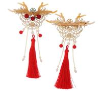 MUSISALY 1pair Dragon Horn Tassel Hair Clips Traditional Hairpins for Year Celebrations Elegant Hair Accessories for Women Unique Festive Barrettes