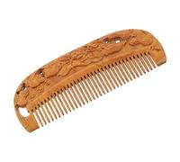 MUSISALY 1pc Natural Wooden Hair Detangling Comb Sandalwood Double-sided Carved Comb for All Hair Types for Reducing Breakage and Frizz