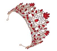 MUSISALY 1pc Vintage Rhinestones for Brides Luxurious Alloy Headpiece for Weddings Parties and Cosplay for Photography and Special Occasions Red