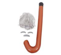 MUSISALY 1set Halloween Cosplay Supplies Old Professor Costume Kit Realistic Wig Beard and Inflatable Cane for Parties and Role Play Events Complete Ensemble