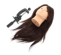 MUSISALY 1set Human Hair Mannequin Model for Hairdressing Practice Cosmetology Training with Holder for Styling Curling and Braiding Techniques Realistic Feel for Salon Classroom Use