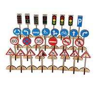 MUSISALY 1Set Traffic Sign Models Road Sign Cognition for Learning Imaginative Play Safe Street Traffic Signs for Vehicle Playtime