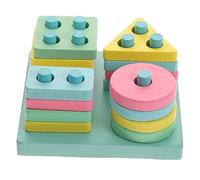 MUSISALY 1Set Wooden Building Blocks Puzzle for Educational Intelligence for Early Learning Shapes Colors Parent Interactive Fun