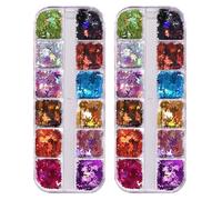MUSISALY 2 Boxes Manicure Sequins Nail Stickers Sequins 4.91x2.55x0.98in Pet Material Maple Leaf Shape Glitter for Christmas Nail Art Supplies Professionals Beginners Greeting Cards