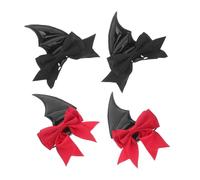 MUSISALY 2 Pairs Halloween Demon Wing Hair Clips with Bowknot, Black and Red Bat Wing Barrettes for Vampire Cosplay Party, Devil Horns Hair Accessories for Women