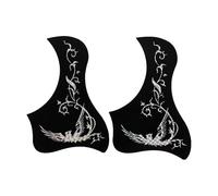 MUSISALY 2 Pcs Guitar Protective Plate Stickers for Acoustic Folk Guitars Scratch-resistant Plastic Pick Guards with Decorative Bird and Mythical Silver Design Easy Self-adhesive
