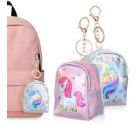 MUSISALY 2 Pcs Small Coin Pouches with Keychain and Buckle, Pu Leather Unicorn Wallets, Cute Star Pattern Zipper Pouches, Versatile Change and Card Holders for Daily Use and Hanging