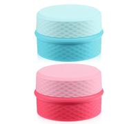 MUSISALY 2 Pcs Travel Size Silicone Cosmetic Jars for Toiletries, Leak-proof Small Refillable Cream Containers with Pink and Blue Bottles, Portable Makeup Storage for Travel
