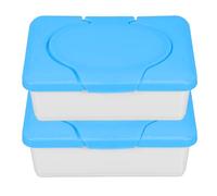 MUSISALY 2 Pcs Wipes Holder with Dustproof Cover Refillable Plastic Wipe Container for Nursery and Travel Convenient Tissue Box and Clean