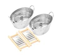 MUSISALY 2 Sets Miniature Dollhouse Tin Laundry Basin and Washboard Set, Realistic Mini House Accessory for Dollhouse Decor and Bathroom Accessories