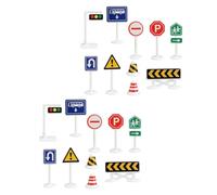 MUSISALY 20Pcs Traffic Signs for Plastic Street Road Sign Playset with City Traffic Indicators Educational DIY Model for Learning Safety Rules and Imaginative Play