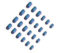 MUSISALY 24 Pieces Color-Changing Cat Eye Crystal Nail Art Patches Removable Short False Nails DIY Manicure Set for Stylish Decoration