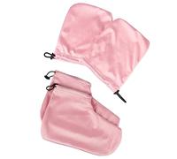 MUSISALY 2pairs Paraffin Hand Foot Set Heated Booties for Pedicure Heat Mitts for Spa Salon Home Wax Foot Cover Glove Kit Pink
