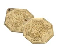 MUSISALY 2Pcs 5Cm Pure Copper Bagua Mirror Convex Wall-Mounted Feng Shui Decoration for Home Blessing and Evil Spirit Exorcism Ornament