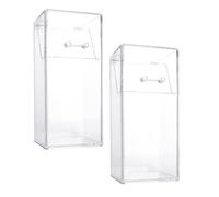 MUSISALY 2pcs Acrylic Makeup Brush Holder and Lipstick Storage Case with Turning Lid, Lightweight Storage Box Display for Back to School Decor and Student Desktop Stationery Organiser