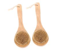 MUSISALY 2Pcs Brush Wet and Dry Bath Exfoliating Brush with Ergonomic Short Handle for Deep Cleansing and Skin Health Improvement Shower Scrubber for All Body Areas