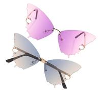 MUSISALY 2pcs Butterfly Sunglasses for Women Lightweight Design PC Material Stylish Glasses for Parties and Taking Pictures with Attractive Unique Style