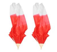 MUSISALY 2pcs Faux Silk Dance Fans Large Handheld Folding Veil Fans for Chinese Dance Performance 1.5m Long Red Gradient Silk for Stage and Practice