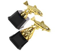 MUSISALY 2pcs Fishing Derby Trophy with Fish-shaped Plastic Gold Figurine, Stable and Simple-to-show Award Cups for Fish Contest and Anniversary Parties
