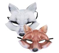 MUSISALY 2pcs Halloween Fox Cosplay Mask Half Face Cover for Masquerade Parties Adult EVA Material Easy to Clean Realistic Animal Design Brown and White